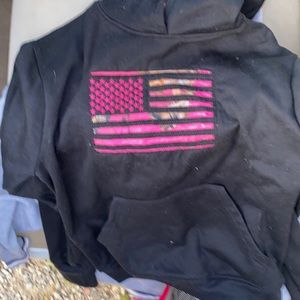 Mosey oak black and pink American flag hoodie